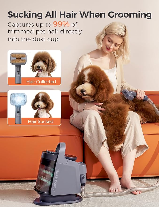 Dog Grooming Kit, FurEase Dog Grooming Vacuum with Dog Clippers for Grooming, 13000Pa Powerful Dog Vacuum for Shedding Grooming with 5 Pet Grooming Tools