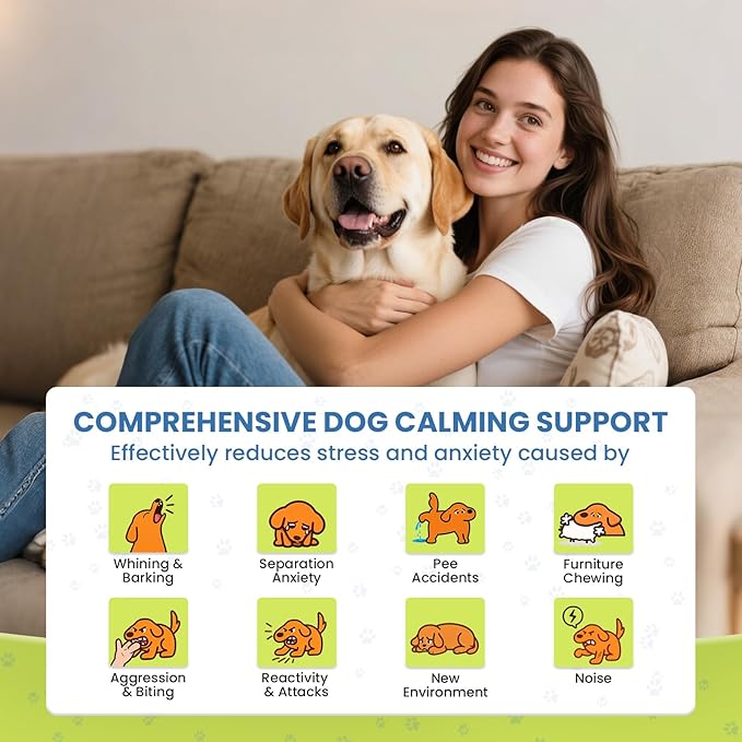 Dog Calming Diffuser, 6 in 1 Puppy Pheromones Calming Diffuser, Relaxing Pheromone for Dogs Relief Stress Anxiety Reduce Aggression Barking, Help Train Dog to Pee, 2 Diffuser 4 Refill(48ml)