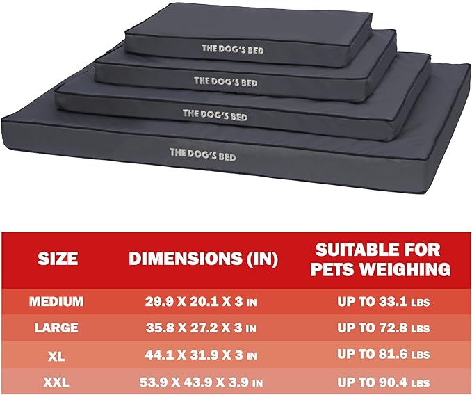 The Dog’s Bed Orthopedic Dog Bed, Medium Grey with Black Trim, Waterproof, Supportive Dog Bed with Washable Replaceable Covers, Veterinary Approved