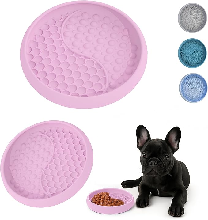 YAMI Bowl Lick Mat for Dogs & Cats, Slow Feeder Bowls, Cat Slow Feeder, Dog Enrichment Toys with Suction Cup for Anxiety Relief, Food-Grade Silicone, Dishwasher Fit, for All Breed (Light Pink)