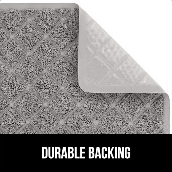 GORILLA GRIP Cat Litter Box Mat, Water Resistant, US Designed Kitty Litter Trapping Mats, Easy to Clean, Scatter Control, Less Mess and Clean Floors, Kitten Supplies for Indoor Cats 24x17 Gray 2 Pack