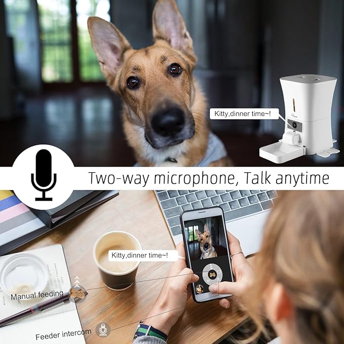 8L/12L 2.4G & 5G WiFi Aautomatic Large Dog Feeder & Automatic cat feeders -1080P Full HD Pet Camera Treat Dispenser with Night Vision and 2-Way Audio