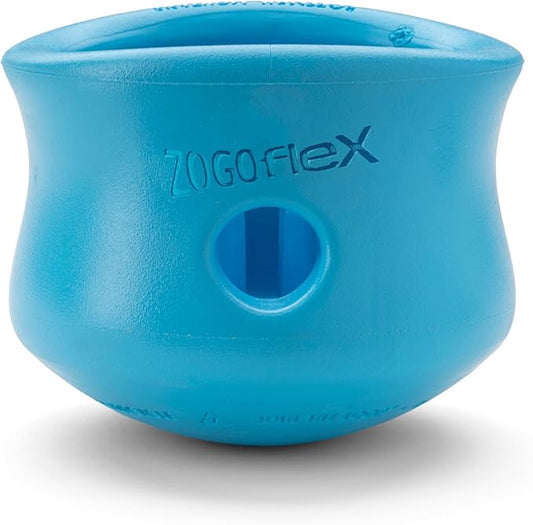 WEST PAW Zogoflex Toppl Treat Dispensing Dog Toy Puzzle – Interactive Chew Toys for Dogs – Dog Toy for Moderate Chewers, Fetch, Catch – Holds Kibble, Treats, X-Large, Aqua Blue