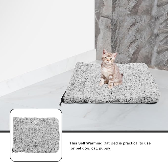Pet Thermal Pad and Warm Cat Bed Mat, Insulated Dog Blanket for Winter, 50X40Cm Non-Slip Heated Cushion for Indoor and Outdoor Pets