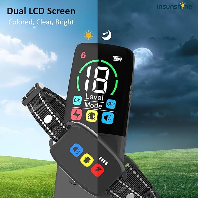 Dog Shock Collar - 3300Ft Dog Training Collar with Remote by IP67 Waterproof for 8-120LBS Small Medium Large Dogs, Rechargeable E-Collar with 3 Modes