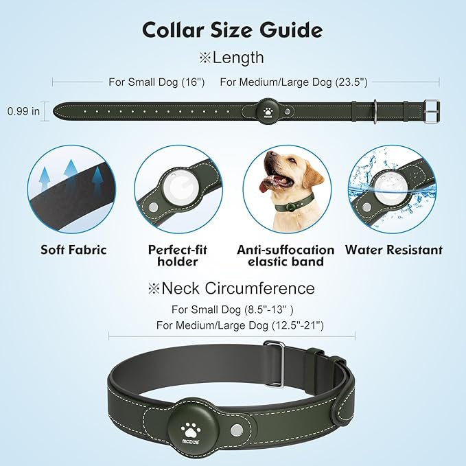GPS Tracker for Dogs, 2 in 1 Pet Tracking Smart Collar (Only iOS), No Monthly Fee GPS Tracker Dog Collar, Real-time Location Comfortable PU Tracker Tag for Small, Medium Large Dogs(Locator Included)
