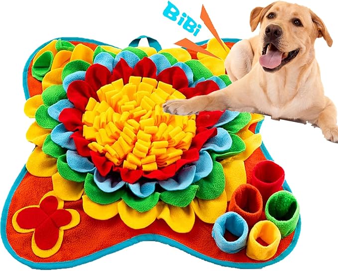 Snuffle Mat for Dogs, 25"x 25" Activity Feeding Mat for Small and Medium Pets, Interactive Feed Game for Boredom, Slow Feeder Puzzle Toys for Training and Brain Stimulating