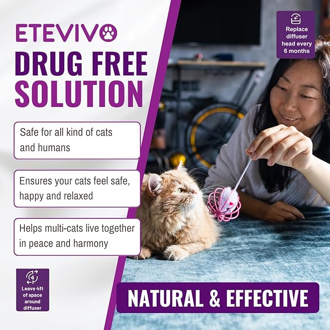 Cat Pheromones Calming Diffuser Cat Anxiety Relief Pheromones for Cats Promotes Well-Being & Comfort Cat Calming Diffuser with 2 Refills 60 Days Long Lasting Serenity