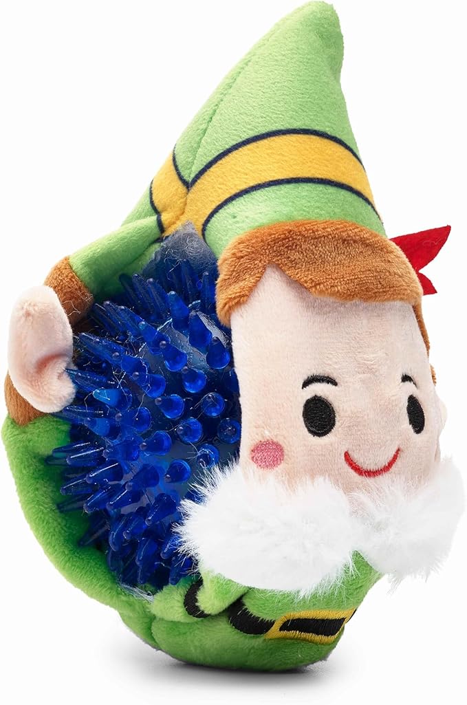 Flourish Pets 2 in 1 Christmas Multi-Layer Chew Toy for Active Dogs | Non-Toxic BPA Free Double Stitched Soft Fabric and Long-Lasting Dog Plush Toys - Elf 3.5"