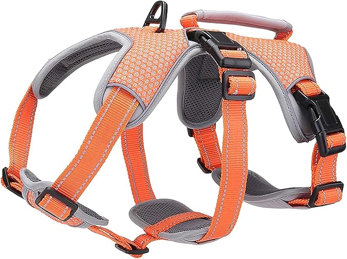 BELPRO Multi-Use Support Dog Harness, Escape Proof No Pull Reflective Adjustable Vest with Durable Handle, Dog Walking Harness for Big/Active Dogs (Orange, XL)