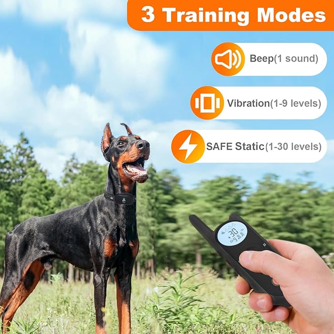 MIMOFPET Wireless Dog Fence System with Training Remote - Up to 3500ft Adjustable Electric Fence,Waterproof Training Collar Rechargeable,Pet Containment System for Large Medium Dogs