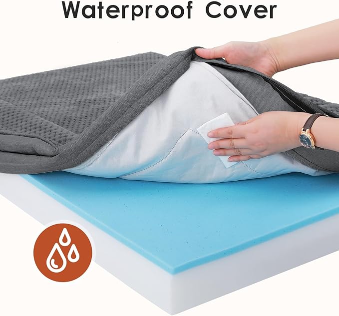 Orthopedic Dog Beds for Large Dogs, Memory Foam Dog Beds Large Sized Dogs, Washable Removable Cover, Nonskid Bottom, Waterproof, for Indoor, Outdoor, Crate ＆ Car Use, 36x27x6 Inches, Dark Grey