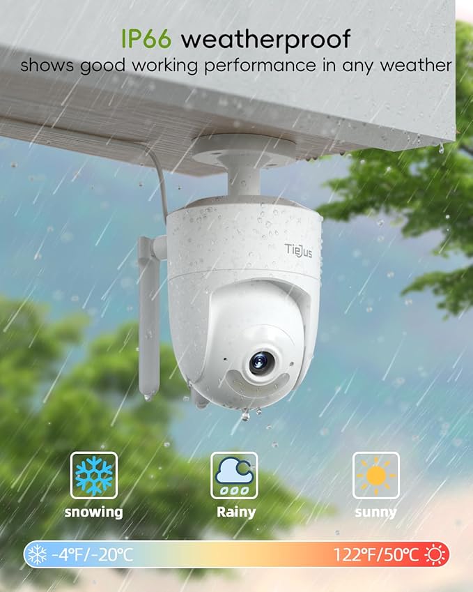 2.4G/5G Security Camera Outdoor, 2K Wired Cameras for Home Security, 360° PTZ Rotating, 24/7 Recording, Color Night Vision, AI Human Auto Tracking, 2-Way Audio, Alexa, IP66