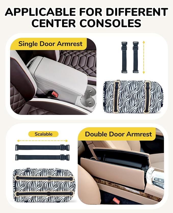 Center Console Dog Car Seat, Puppy Carseat for Small Dogs, Cat Car Seat with Metal Frame and Double Protection Seat Belts, Pet Booster Seat with Washable Cushion and Clip-on Leash Cute Zebra Print