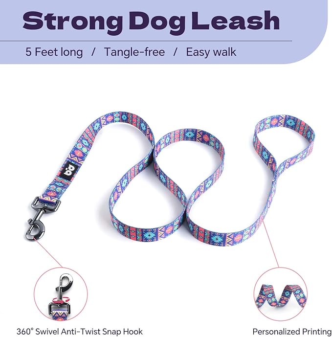 QQPETS Dog Harness Leash Set Adjustable Heavy Duty No Pull Halter Harnesses for Small Medium Large Breed Dogs Back Clip Anti-Twist Perfect for Walking