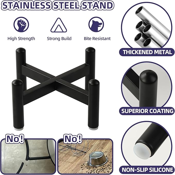 Elevated Slow Feeder Dog Bowl - Ceramic Maze Dog Food Bowl with Stainless Stand - Raised Slow Feeder for Small Breeds to Control Eating Speed - 6.3 Inch - 0.8 Cups (80g) - Purple