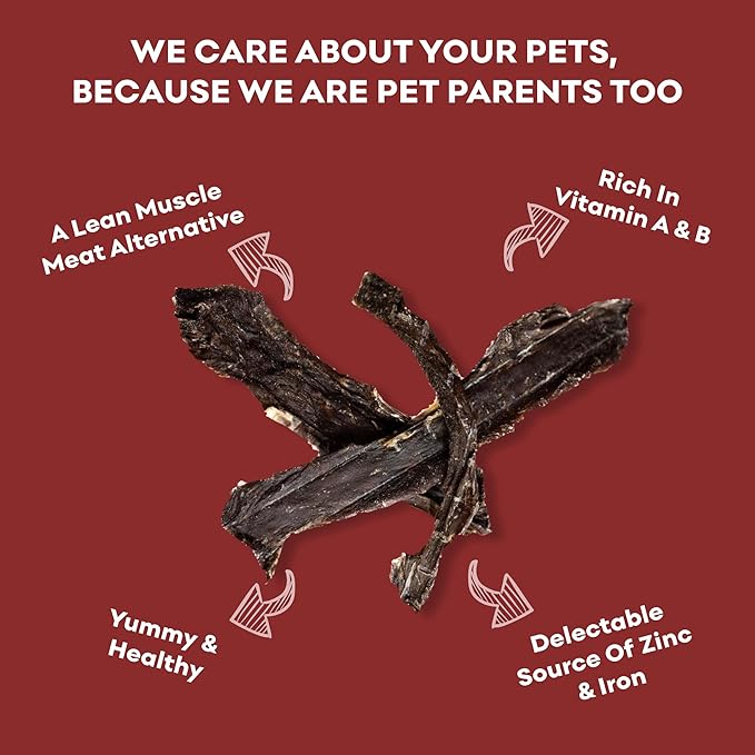 Skona PetFood Beef Heart Jerky Dog Treats & Cat Jerky Treats, High Protein, Single-Ingredient Training Snacks, Grain-Free, USA Made, Rich in Taurine, Supports Digestion & Dental Health, 4oz