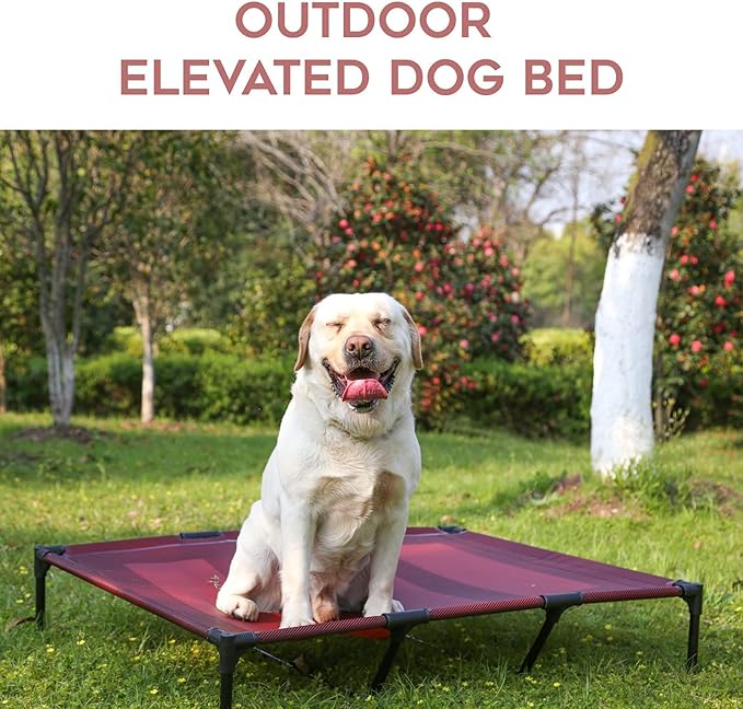 SUDDUS Elevated Dog Bed Waterproof Outdoor, Portable Raised Dog Bed, Dog Bed Off the Floor, Dog Bed Easy Clean Indoor or Outdoor Use, Medium, Red
