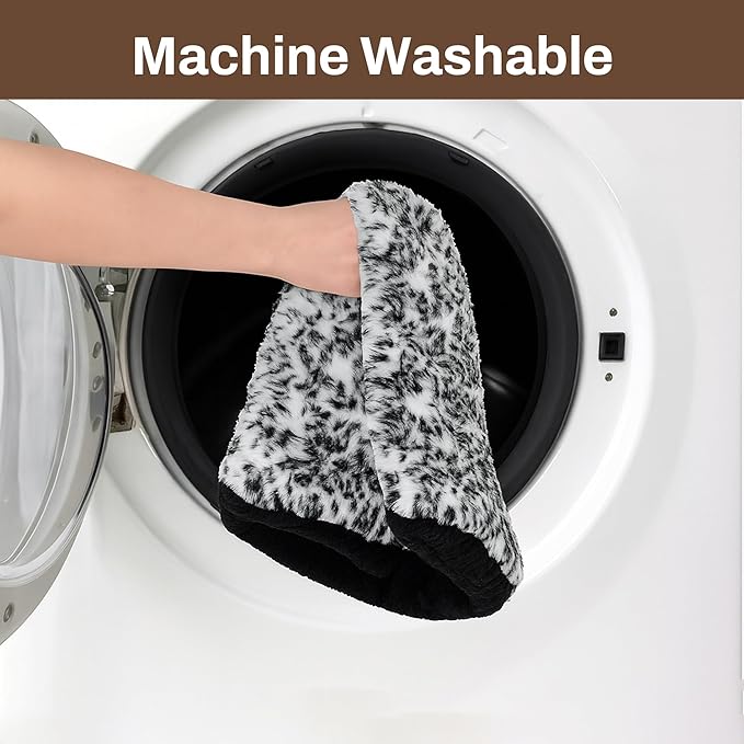 Self Warming Cat Bed Pad, Thermal Non Electric Heating Mat for Cats and Small Dogs, Washable Self Heating Pet Blanket with No Slip Hook, Soft Indoor Outdoor Bed Pad, 22x18 in, Black White