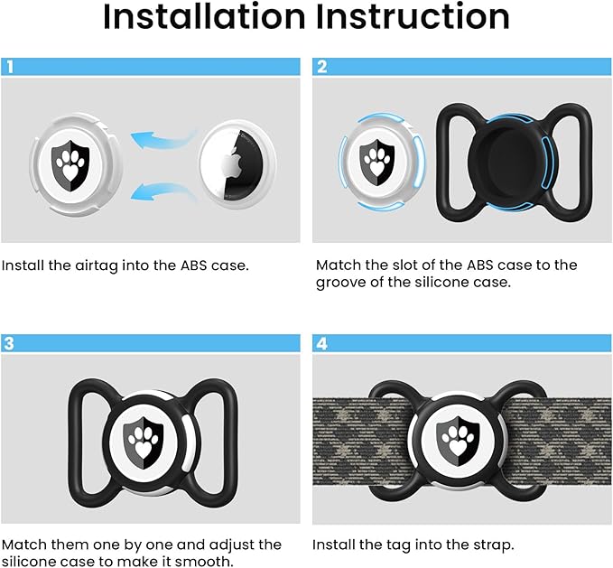 2 Pack Waterproof AirTag Dog Collar Holder for Apple Tracker Rose Red&Blue