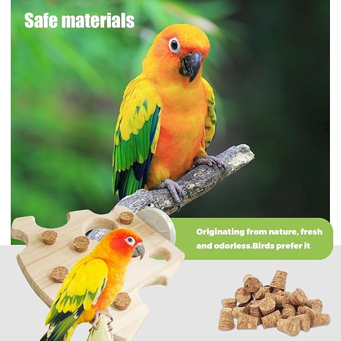 Wooden Bird Chew Toy, Parrot Biting Toys, Foraging Training, Relieve Boredom & Anxiety, Bird Cage Accessories, for Small Parakeets, Conures, Macaws, Budgies, Finches, NL N