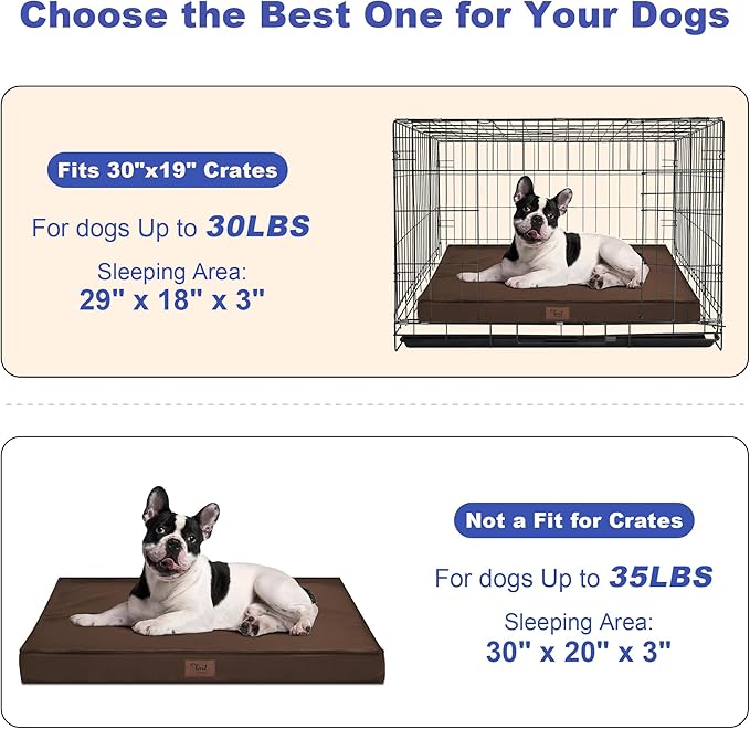 Outdoor Dog Bed for Small Dogs, Waterproof Dog Crate Bed for Medium Dogs Cats, Orthopedic Egg Crate Foam Pet Bed with Washable Removable Oxford Cover, Brown