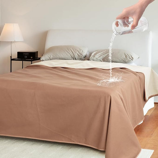 Catalonia Waterproof Blanket for Bed, Reversible Fleece Couch Sofa Furniture Protector, Leak Proof Dog Blankets