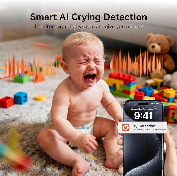 4K Security Camera,Industry's First with Built-in Storage No Monthly Fees,Indoor Camera Wireless,Baby/Pet/Dog Camera with Phone APP,360° Pan-Tilt Wireless Indoor Cam,Cry Detection,2-Way Audio