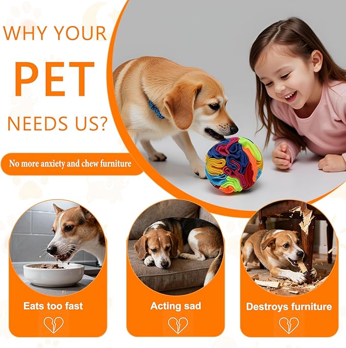 Snuffle Ball - Snuffle Ball for Small Dogs, Interactive Dog Toys to Keep Them Busy, Puppy Dog Puzzle Toy with Storage Bag Machine Washable