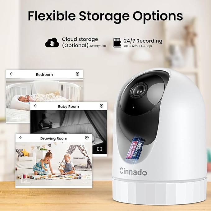Cinnado 5MP Security Camera Indoor-5G/2.4G Dual WiFi Cameras for Home Security with Audio and Video Ideal for Pet/Nanny/Baby Monitor, 360 Auto Tracking, SD/Cloud Storage, Support Alexa/Google Home, D1