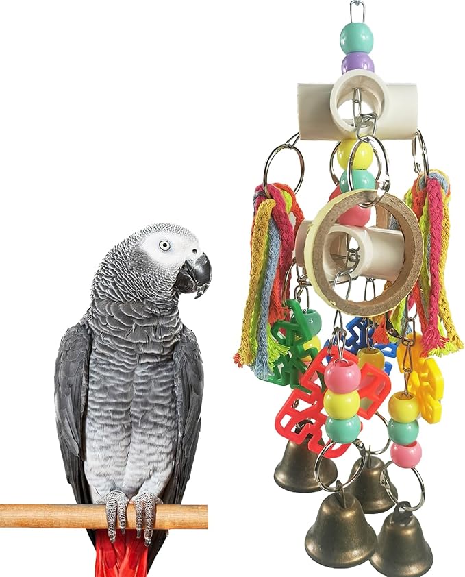 Parrot Toys, Bird Toys, Hanging Interactive chew Toys, Suitable for Small and Medium-Sized Parrots Such as African Grays, Cockatoos, Cokatoos, Amazon Parrots