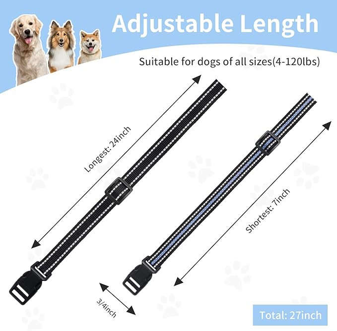 Modern Stylish 3/4" E Collar Replacement Strap with Quick Release, Adjustable for Small to Large Dogs, Replacement for Shock Collar (Black & Blue)