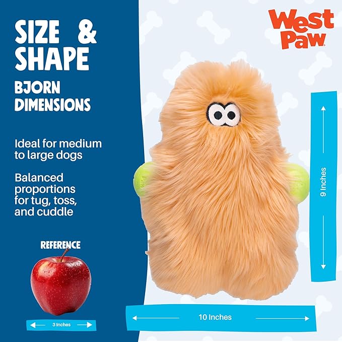 WEST PAW Rowdies Olaf Durable Plush Dog Toy with Reinforced HardyTex Fabric Hand Sewn Seams and Engaging Squeaker for Chewers and Cuddlers - Melon