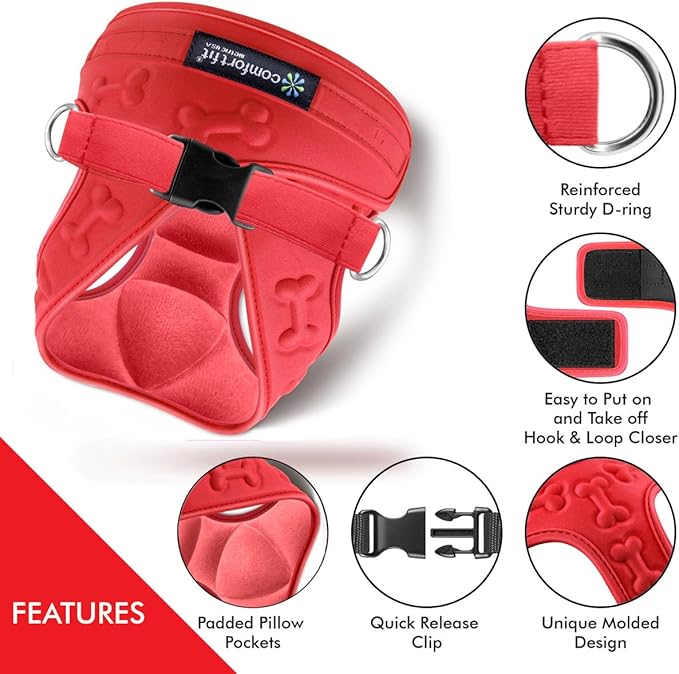 Comfort Fit Dog Harness Small Medium Sized Dogs No Pull Step in Dog Harness with Adjustable Buckles Soft Padded Easy Control Vest Harness Training Walking Running Extra Comfort Inside Velvet Plush