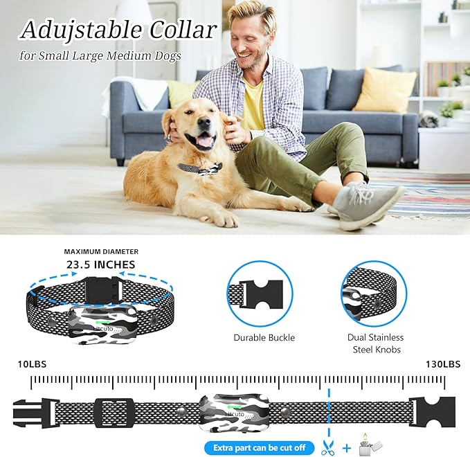 Wireless Dog Fence & Ultrasonic Training Collar -1160-Yard Adjustable Boundary for Outdoor, 6100FT Remote, 4 Modes (Beep/Vibration/Static/Ultrasonic), IPX7 Waterproof, 185-Day Standby, 2 Dogs