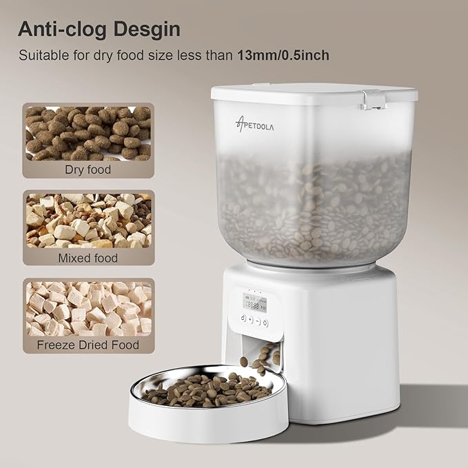 Automatic Cat Feeder, 4L/17Cups Timed Cat Dry Food Dispenser with Dual Power Supply, Programmable Portion Control, Auto Pet Feeder for Cats and Dogs