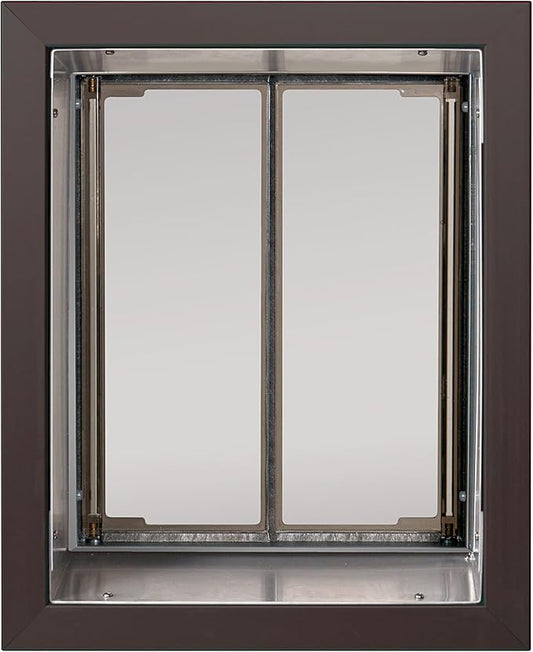 PlexiDor Performance Pet Doors for Dogs and Cats - Wall Mount Dog Door with Lock and Key - Bronze, Large Size