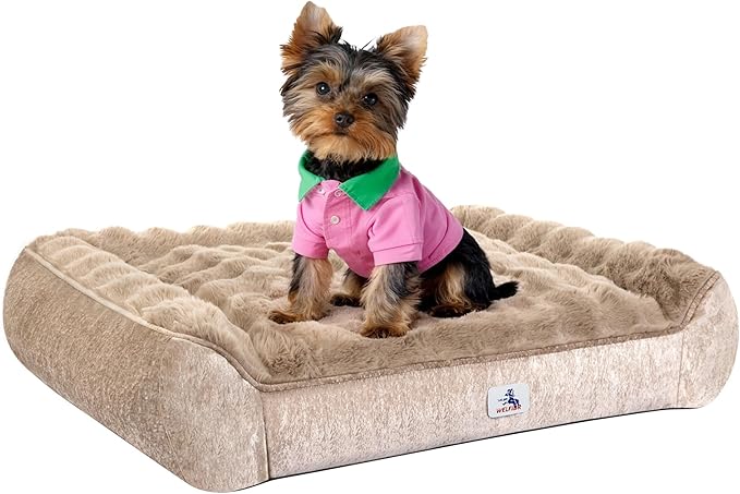 Orthopedic Dogs Bed Medium Size Dog, Comfort Pet Couch with Sides, Non-Slip Bottom, Supportive Foam Medium Dog Beds with Washable Removable Cover, Brown, 35"