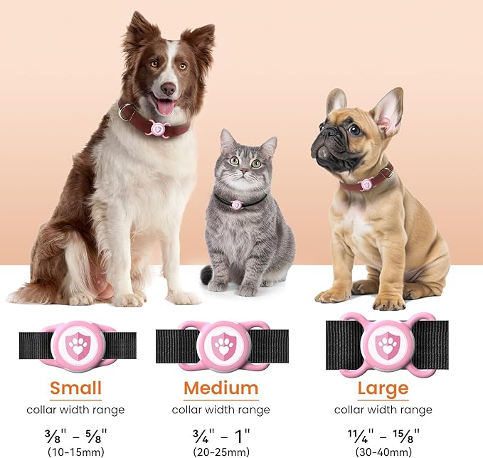 Waterproof AirTag Dog Collar Holder for Apple Tracker Pink