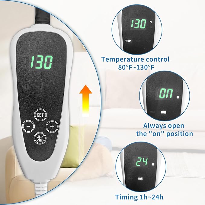 Dog Heating Pad 28×18 in Waterproof Heated Dog Bed,Smart Thermostat Switch with Normally Open On Function,Puppy Heating Pad with Metal Protective Tubes Added-Blue