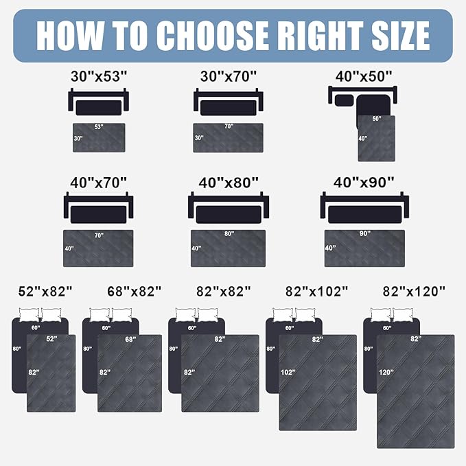 Smiry Waterproof Dog Bed Cover Blanket 52x82, Soft Reversible Pet Blanket, Washable Leakproof Cats Dogs Couch Cover for Sofa, Couch, Furniture, Lattice, Dark Grey/Dark Grey