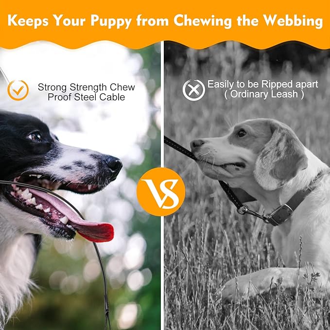 Retractable Dog Leash with Chew Proof Cable, 26Ft Heavy Duty Dog Leash for Medium Large Dogs up to 110lbs, 360° No Tangle, One-Handed Brake (Red)