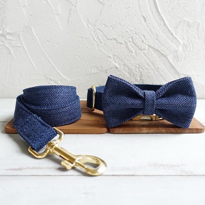 Polyester Personalized Dog Collar with Name and Phone Number, Customizable Laser-Engraved Collar with Metal Quick Release Buckle for Dogs (Dark Blue)