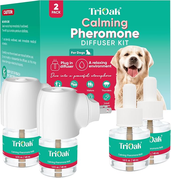 Pheromone Diffuser for Dogs: Advanced Dog Calming Diffuser - Calming Pheromones for Dogs - Dog Appeasing Pheromone - Dog Calming Diffuser for Dog Anxiety Relief, 2 Pack (Mint Blue)