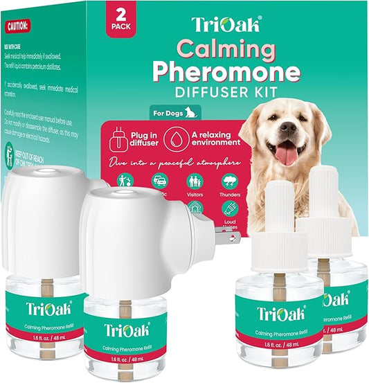Pheromone Diffuser for Dogs: Advanced Dog Calming Diffuser - Calming Pheromones for Dogs - Dog Appeasing Pheromone - Dog Calming Diffuser for Dog Anxiety Relief, 2 Pack (Mint Blue)