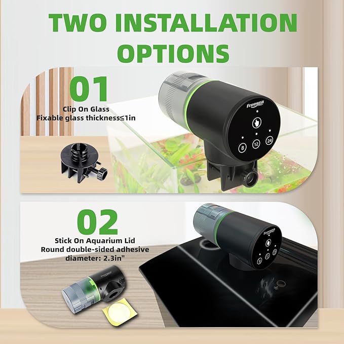FREESEA Fish Feeder Automatic Dispenser: Aquarium Flakes Food Feeder with Timer Battery