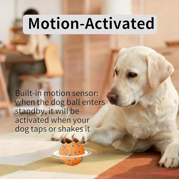 Smart Interactive Dog Toys, Activated Moving, Bouncing, Rotating Ball for Medium/Large Dogs, 2025 E-TPU Material, Motion-Activated Dog Ball to Keep Them Busy, IP54 Waterproof, Christmas Dog Gift