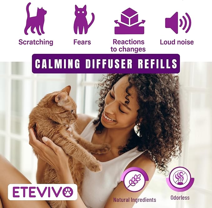 Cat Pheromones Calming Diffuser Cat Anxiety Relief Pheromones for Cats Promotes Well-Being & Comfort Cat Calming Diffuser with 2 Refills 60 Days Long Lasting Serenity