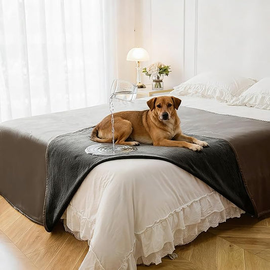 Waterproof Blanket for Bed, Leak Proof Dog Couch Blankets Reversible, Pet Throw Sofa Furniture Protector Machine Washable-82 x120,Light Brown+Dark Brown