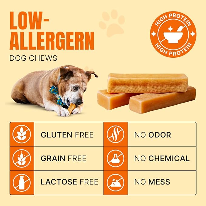 Tibetan Dog Chew 2 lb Yak Cheese Dog Chews, Handmade Treats for Large Dogs, Long-Lasting, Easy to Digest, Grain-Free, Gluten-Free, Supports Dental Health, Ideal for Aggressive Chewers, Bulk